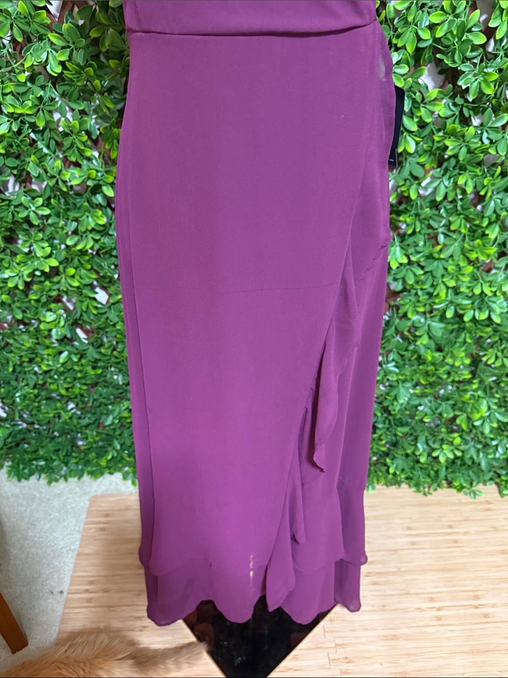 NWT-In Love Forever Plum Lace-Up High-Low Maxi Dress - Picture 6 of 16